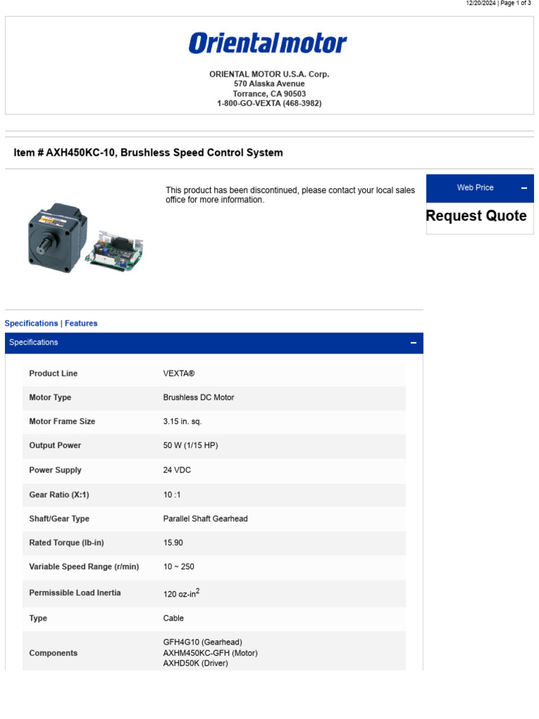 AXH450KC 10 BrushlessSpeedControlSystem | PDF | Electric Motor | Power ...