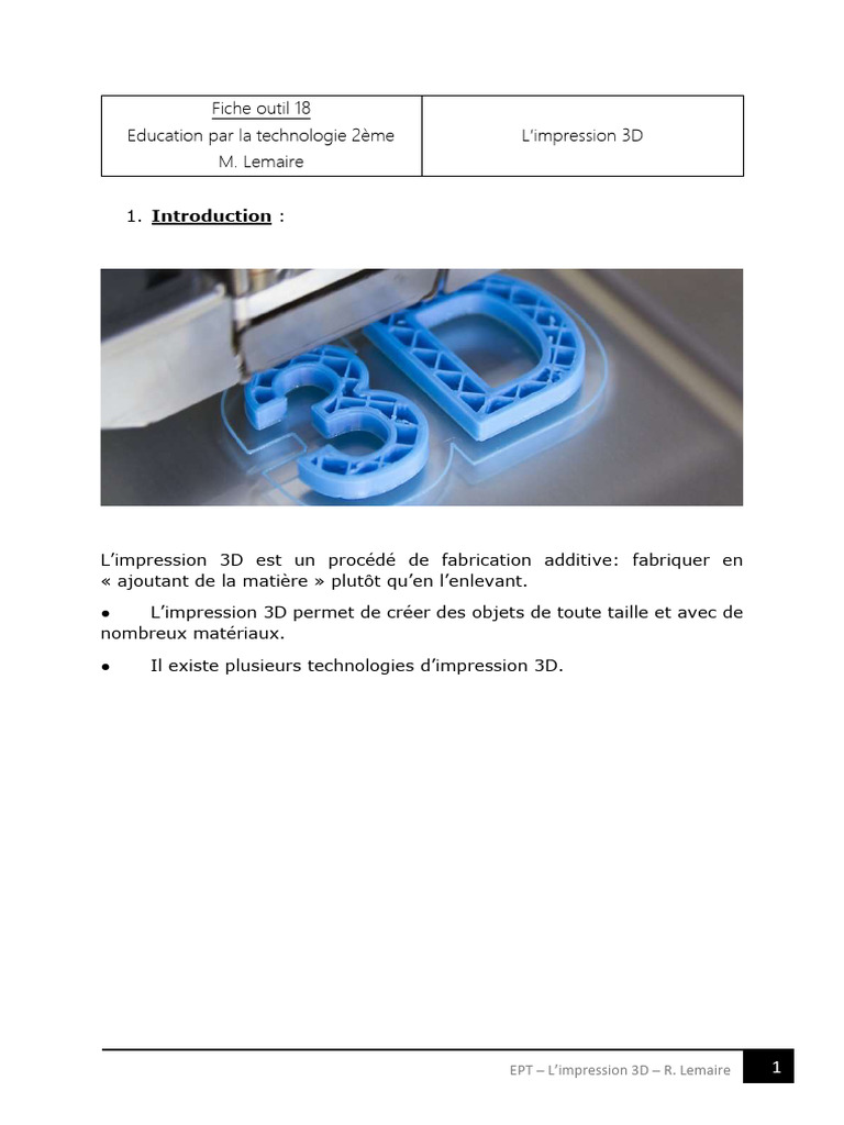 Guide sur l'impression 3D et ses technologies | PDF | Impression 3D ...