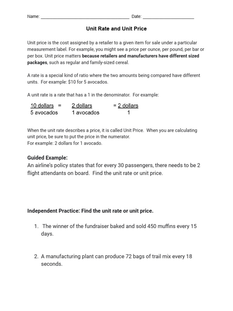 Understanding Unit Rates and Prices | PDF | Prices | Retail