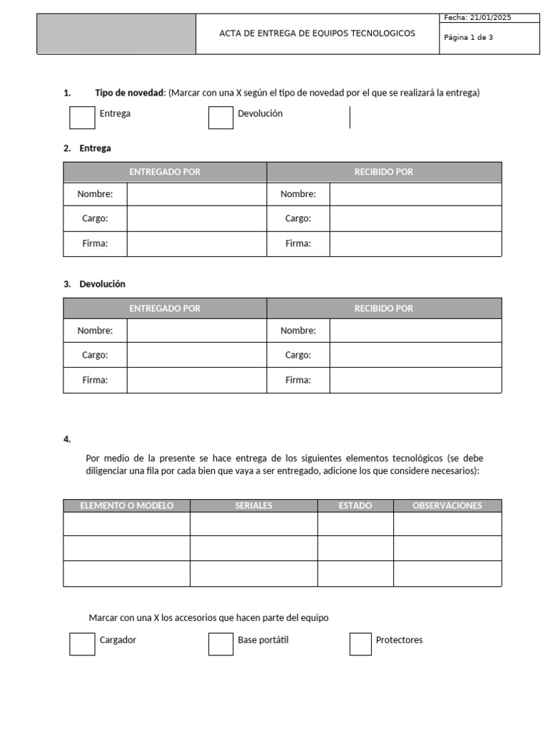 Acta de Entrega de Equipos Tecnológicos | PDF | Software | Arquitectura ...