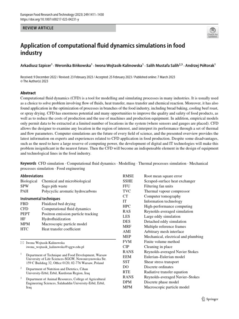 CFD Applications in Food Processing | PDF | Fluid Dynamics | Heat Transfer