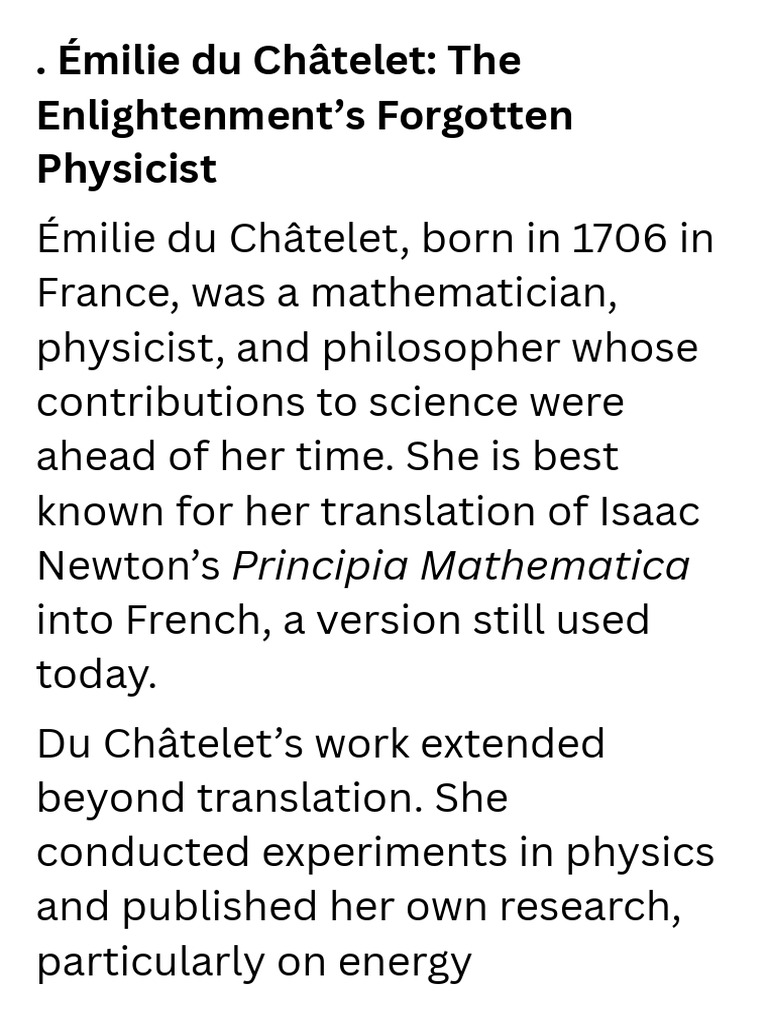 Émilie du Châtelet Pioneering Physicist PDF — free download