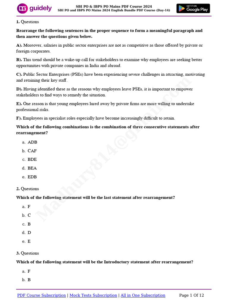 SBI PO & IBPS PO Mains PDF Course 2024-1731647188193 | PDF | Linguistics
