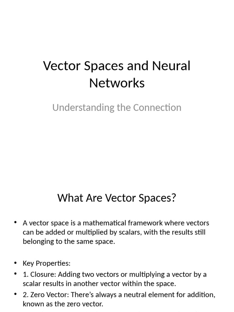 Vector Spaces in Neural Networks Explained | PDF