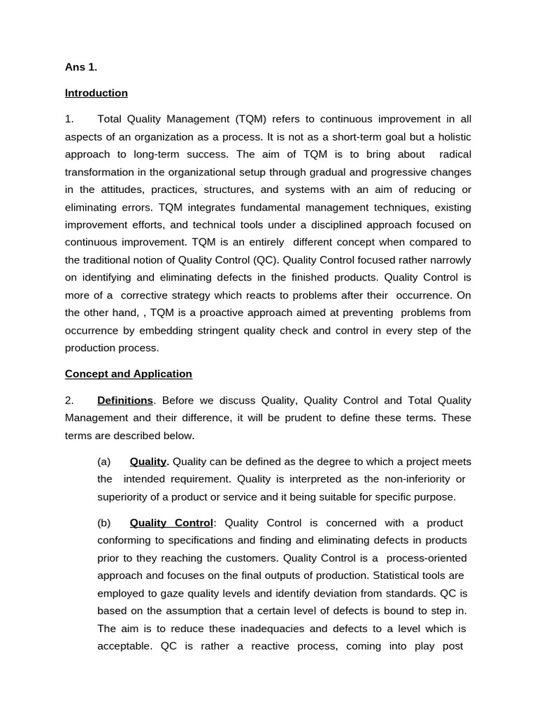 Total-Quality-Management Final | PDF | Quality Management | Quality ...