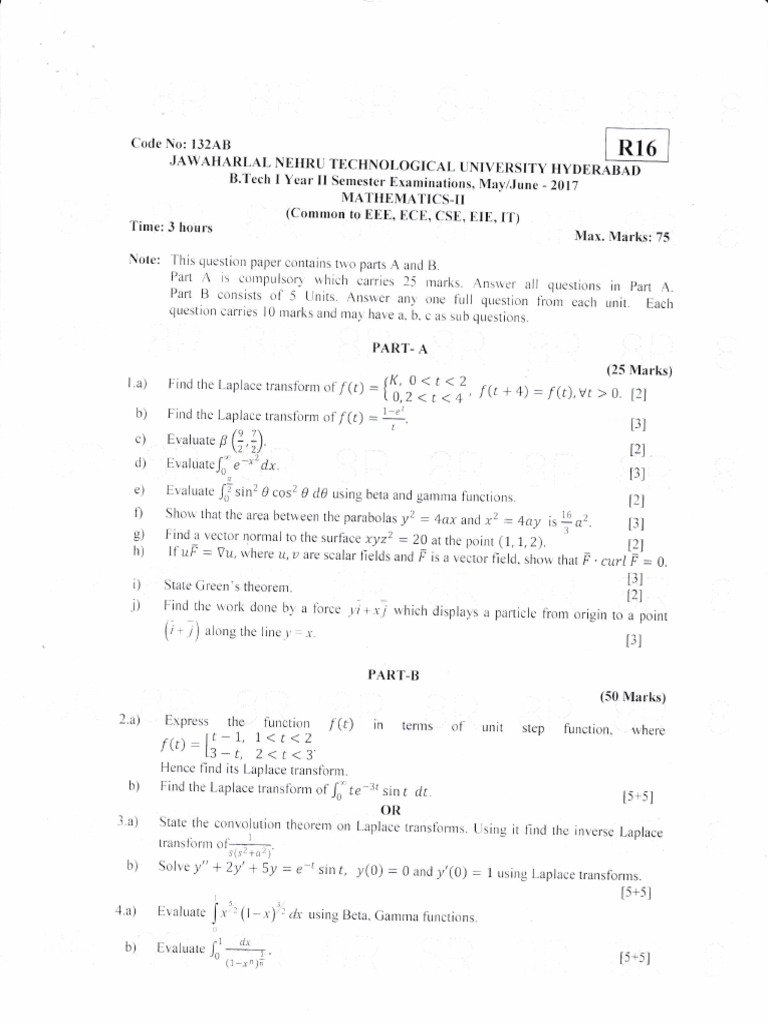 M2 Previous Question Paper May 2017 | PDF