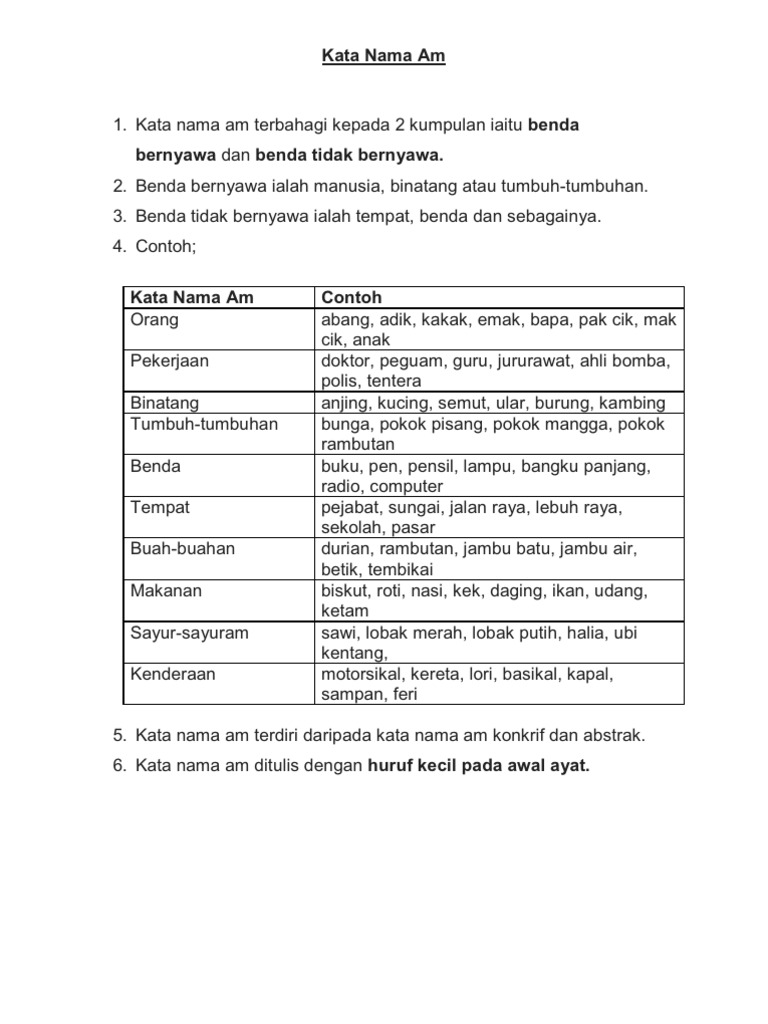Kata Nama Am