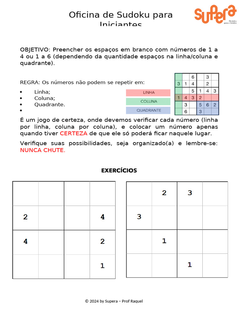 Oficina de Sudoku para Iniciantes | PDF