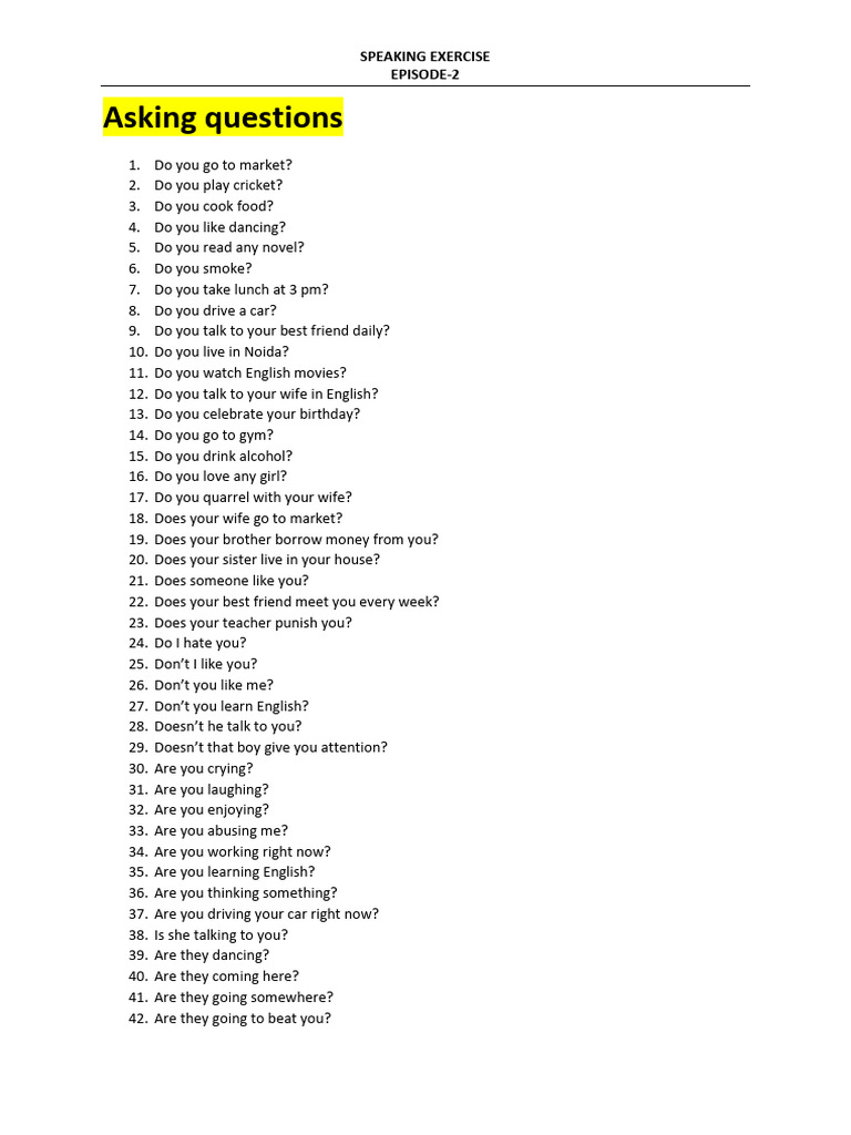 Tense Helping Verbs Questions Exercise-2 | PDF | English Language
