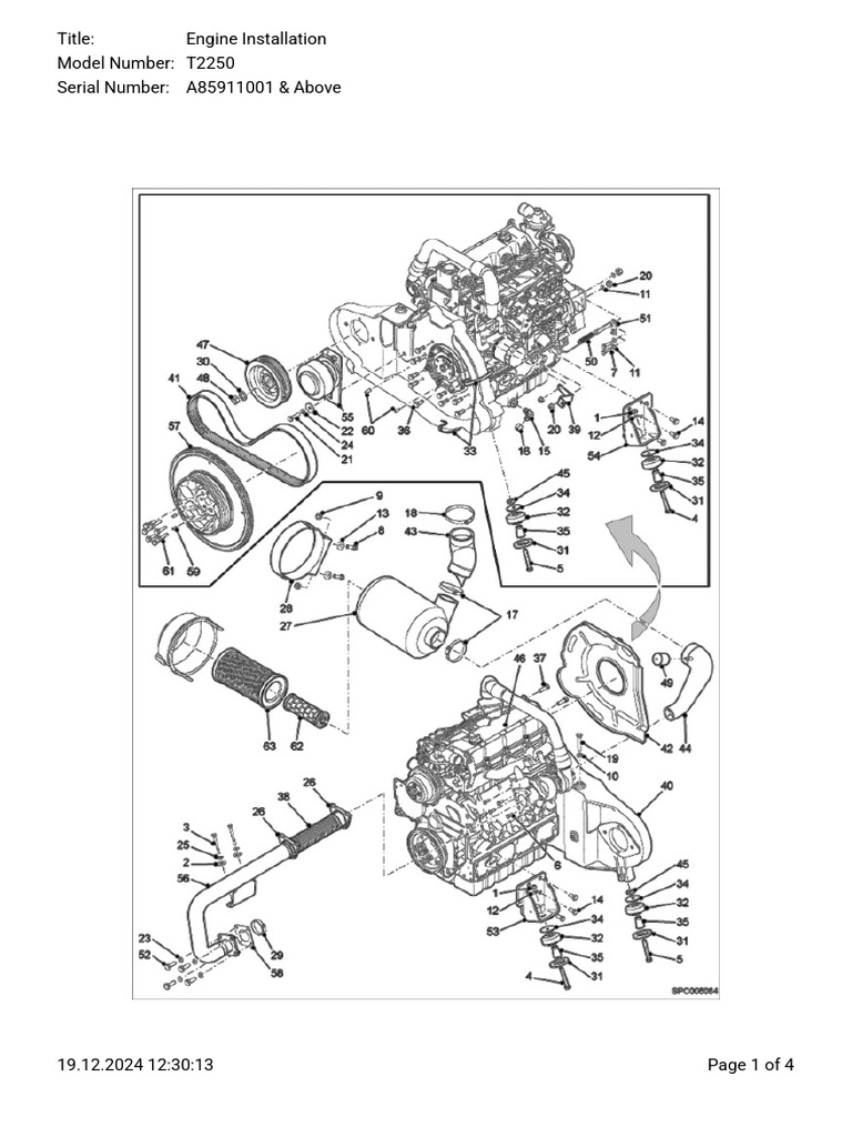 Engine Installation Guide for T2250 | PDF | Screw | Nut (Hardware)