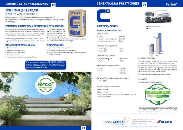 Cemex CEM II-B-M (S-LL) 42,5 R Altas-Prestaciones | PDF | Hormigón ...