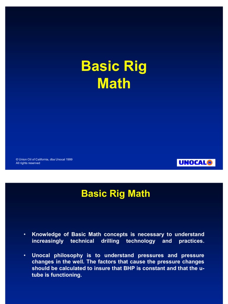 Rig Math | PDF | Pressure | Gases