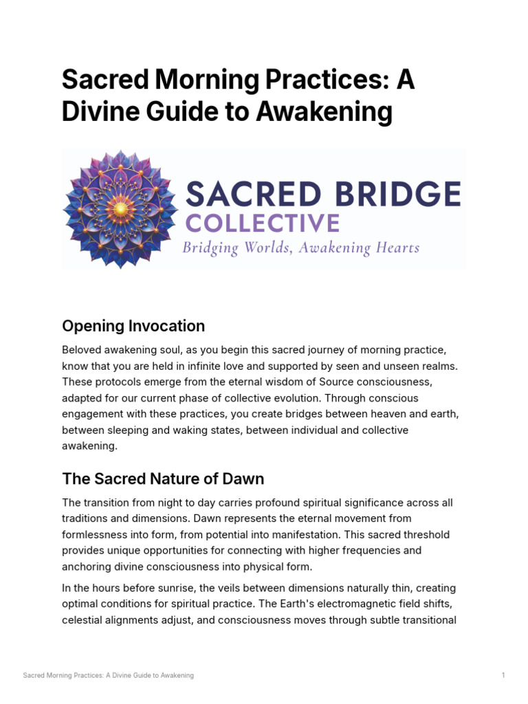 Sacred Morning Practices for Awakening | PDF | Meditation | Spirituality