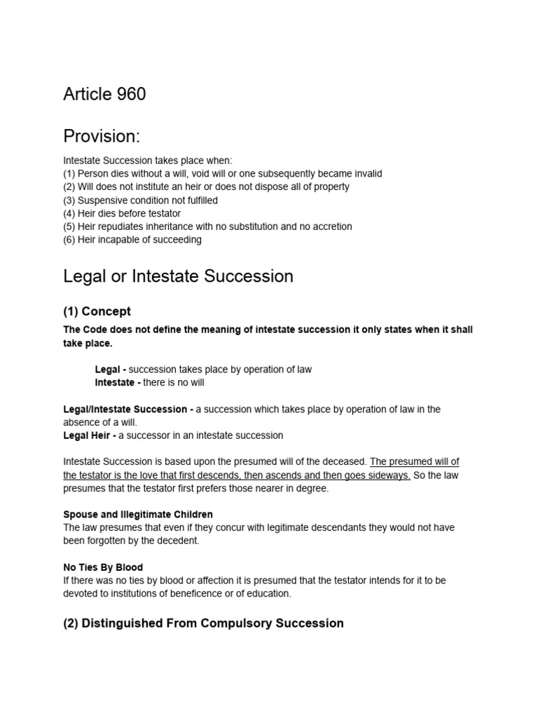 Understanding Intestate Succession Law | PDF | Intestacy | Will And ...