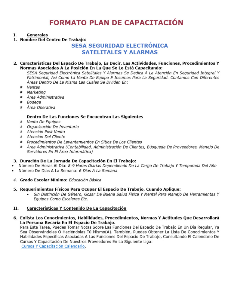 Plan de Capacitacion Jovenes Construyendo El Futuro SESA 2024 | PDF ...