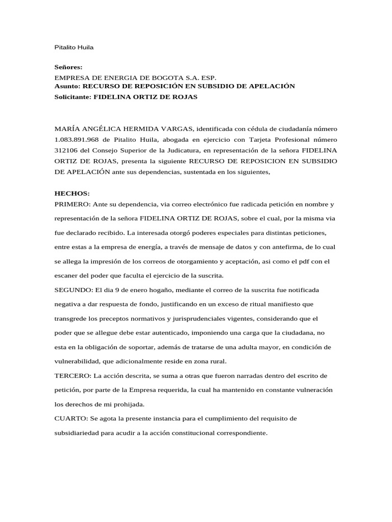 Recurso de Reposición en Pitalito | PDF | Justicia | Crimen y violencia