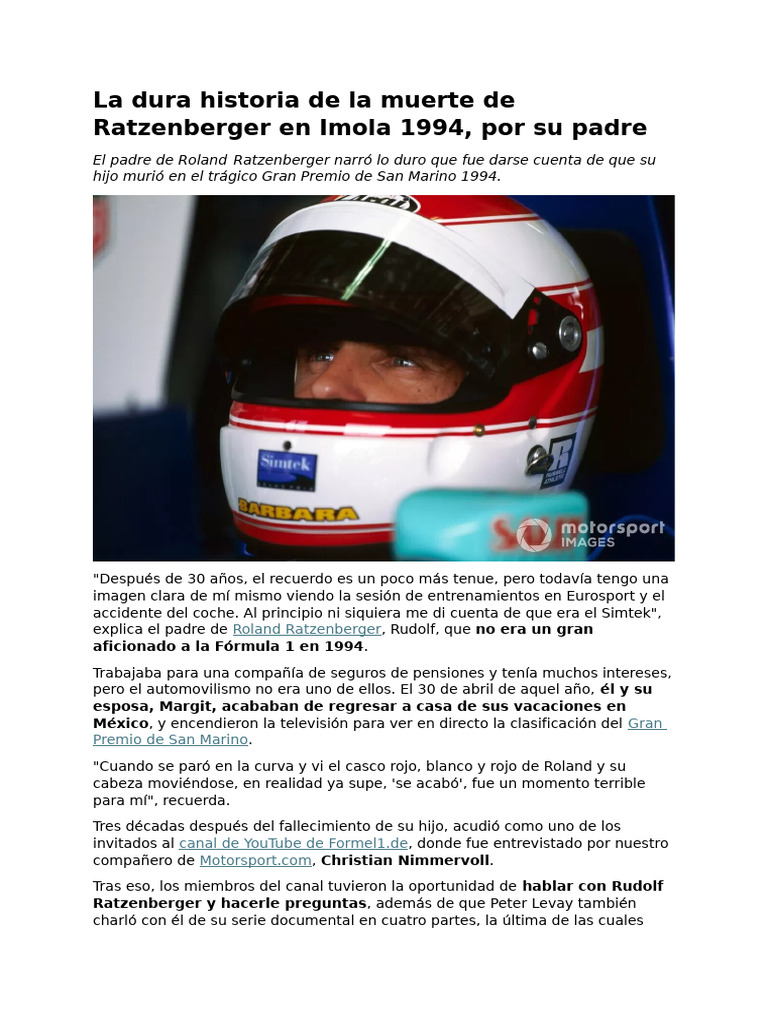 Roland Ratzenberger Leichenull