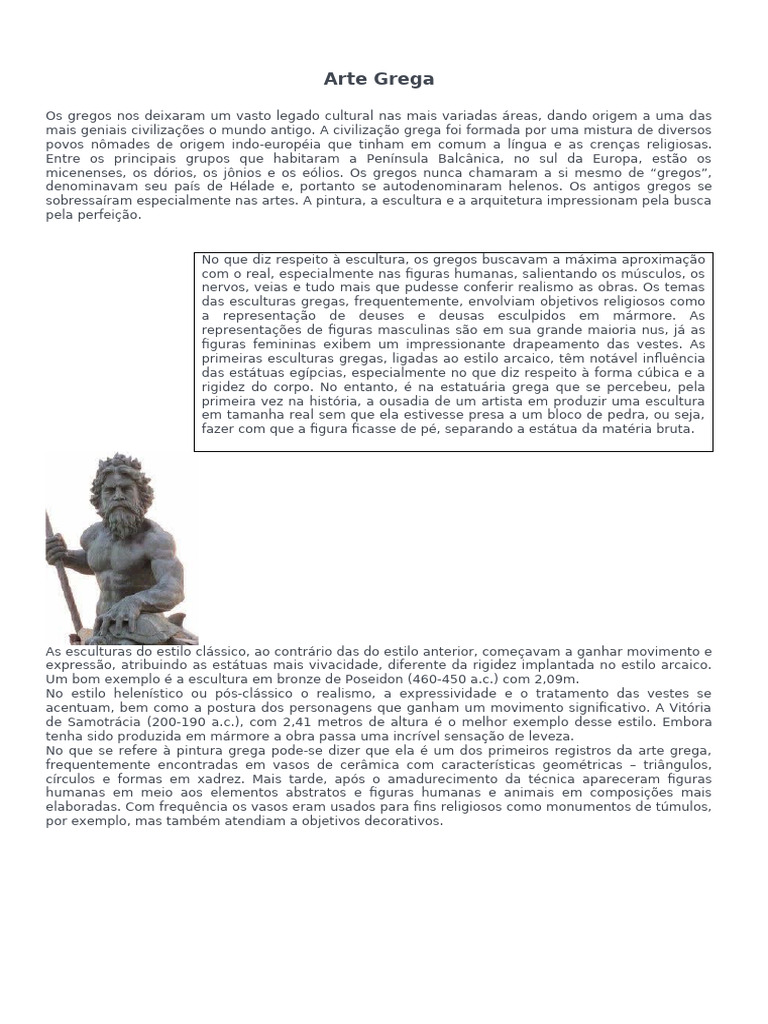 arte grega | PDF | Escultura | Grécia Antiga