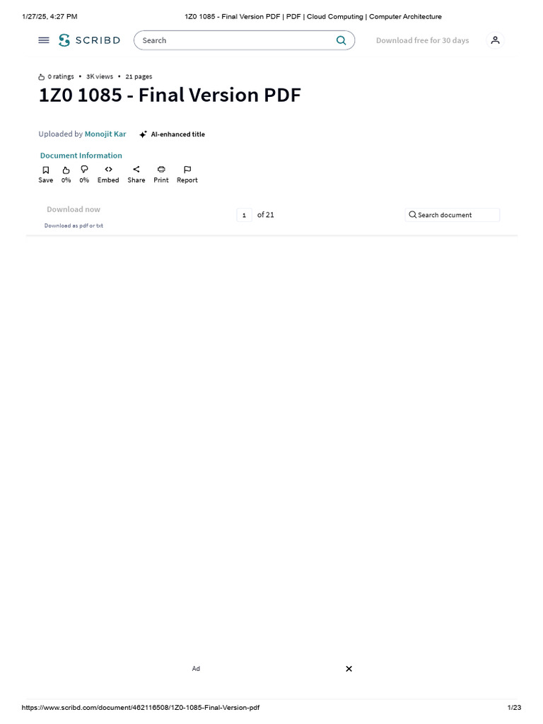 1Z0 1085 - Final Version PDF - PDF - Cloud Computing - Computer ...