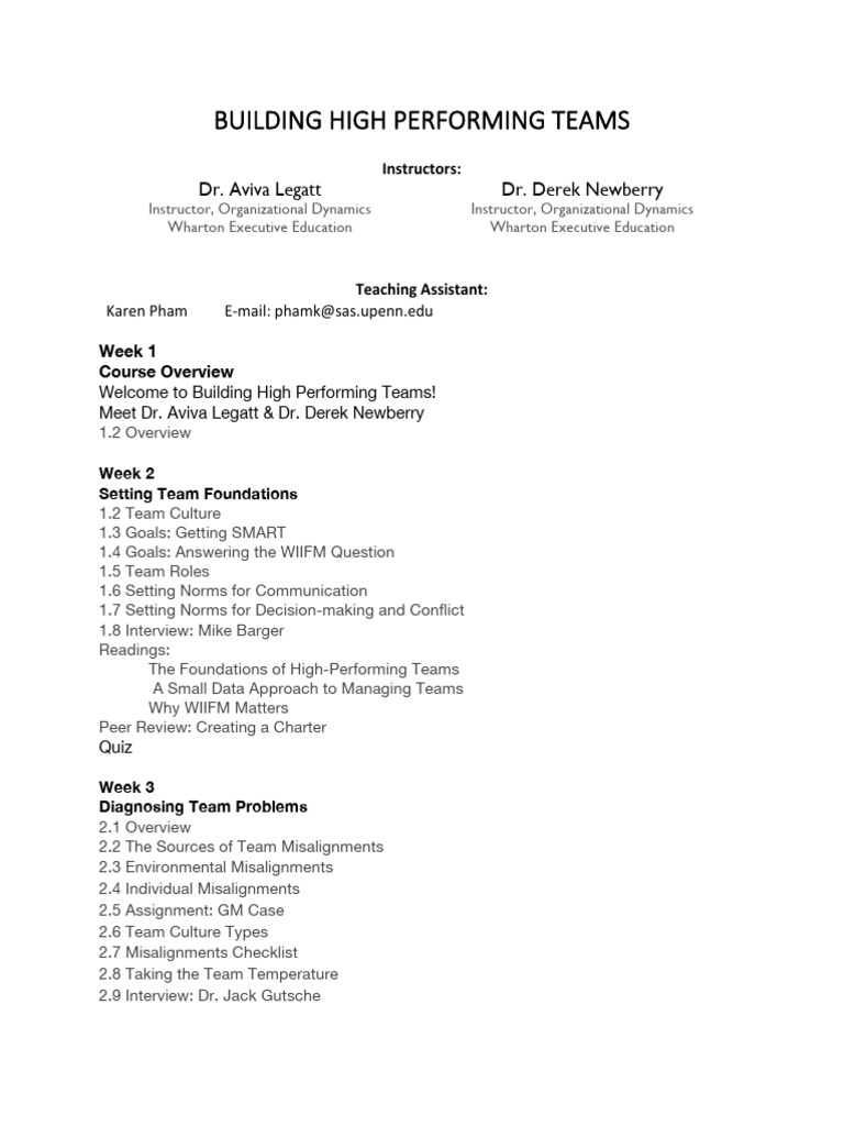 Building High-Performing Teams Guide | PDF | Psychology | Behavioural ...