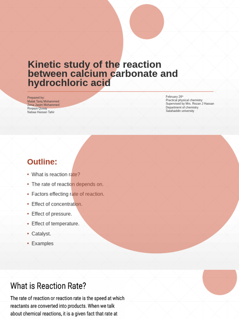 Kinetic Study of CaCO3 and HCl Reaction | PDF
