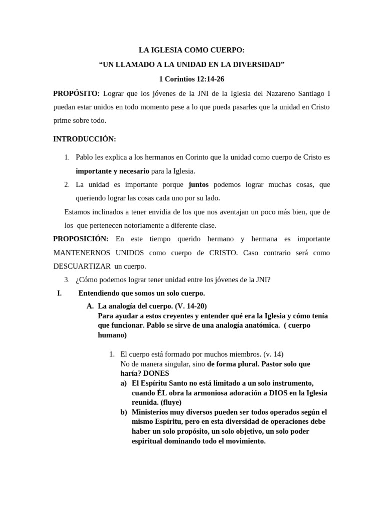 Unidad en Cristo: La Iglesia como Cuerpo | PDF | Iglesia cristiana ...