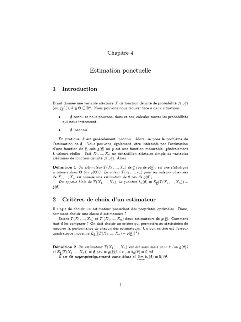 Estimation Ponctuelle et Statistiques Exhaustives | PDF | Estimateur ...