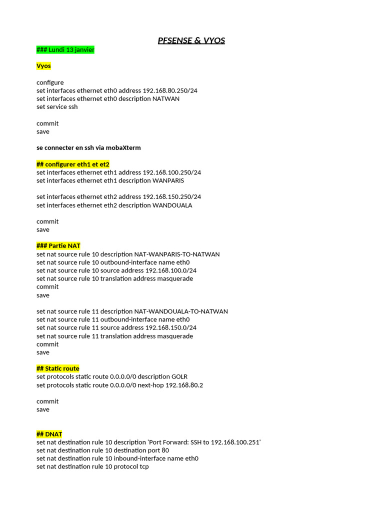 VyOS VLAN and NAT Configuration Guide | PDF