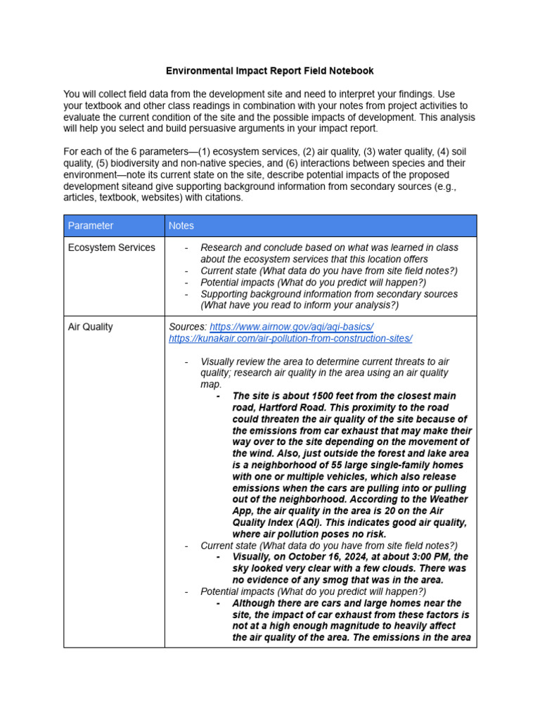 Field Notebook - Grande Estates | PDF | Air Pollution | Particulates