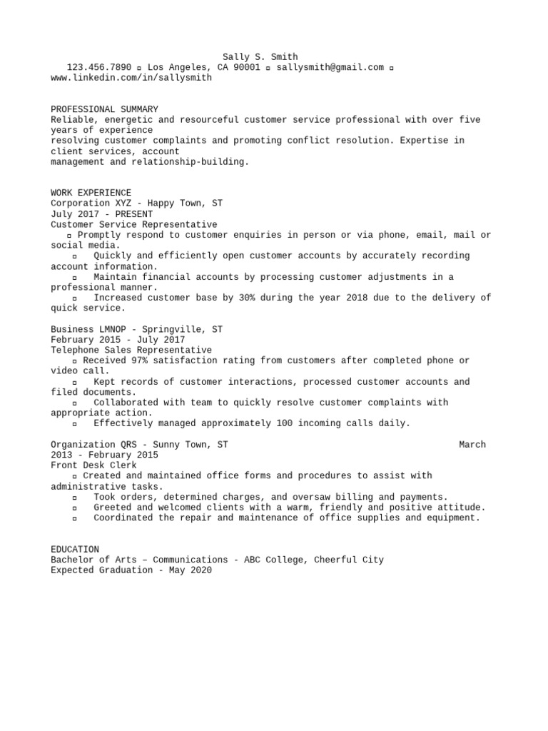 6 Second Resume Template PDF Microsoft Office Telephone