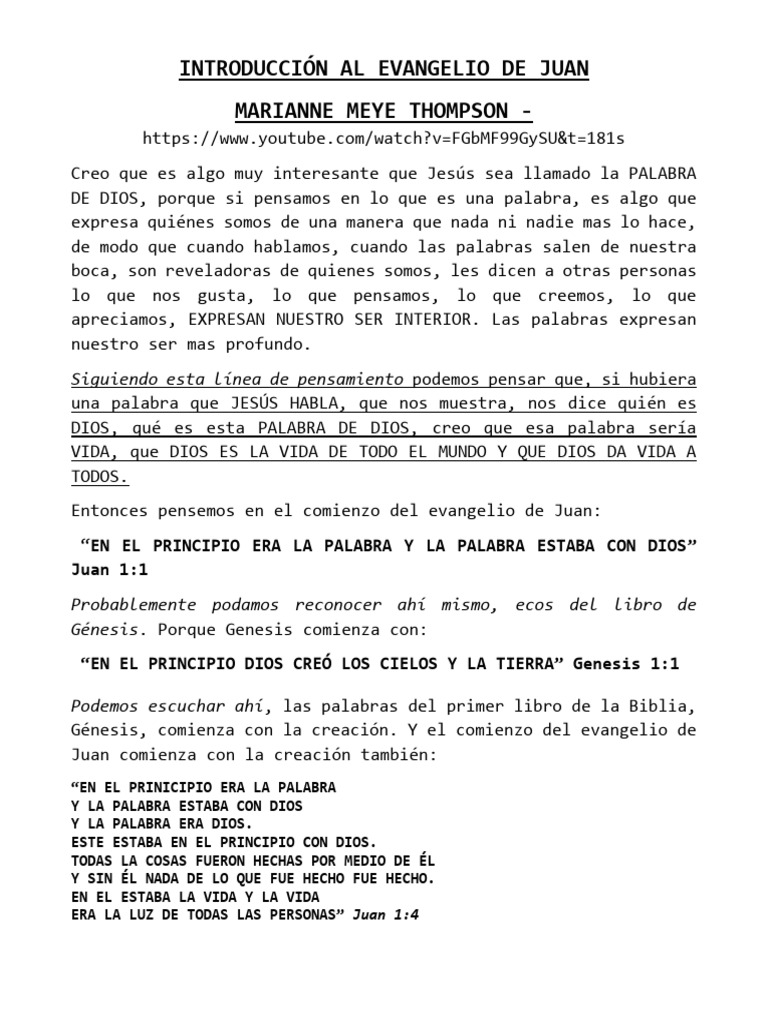 Introducción al Evangelio de Juan | PDF | Jesús | La resurrección de Jesús
