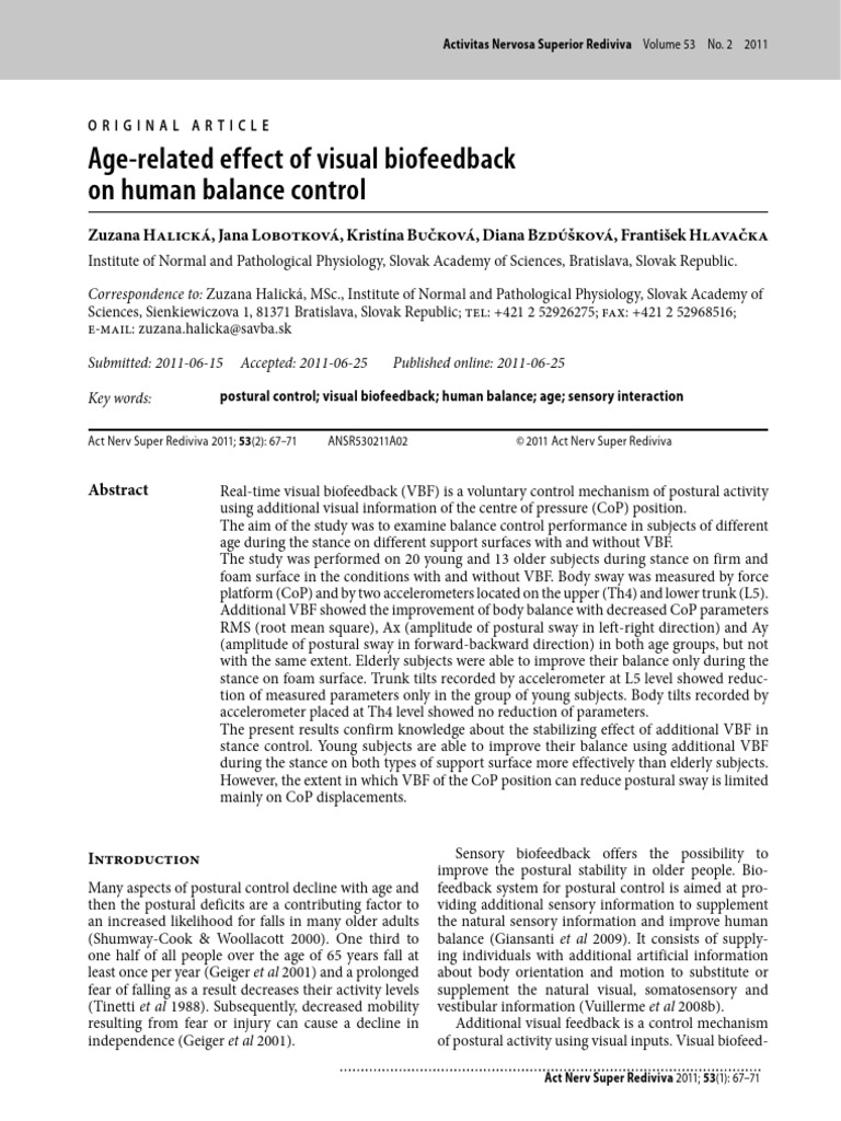 67 age postural control | PDF | Balance (Ability)