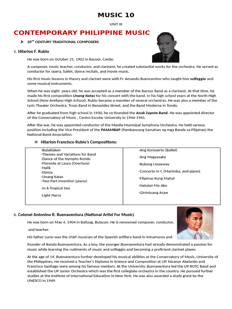 MUSIC-10-NOTES-COMPOSERS | PDF | Classical Music | Performing Arts