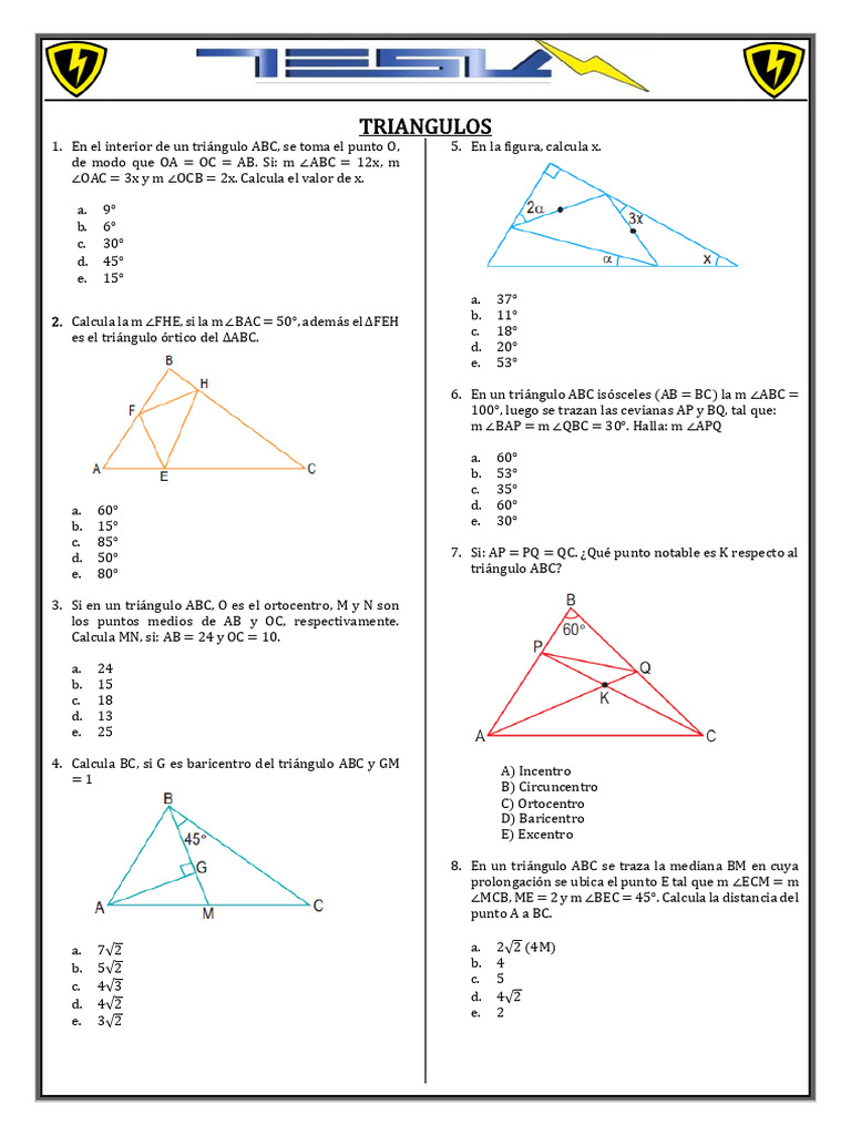 Problemas de Triángulos y Ángulos | PDF | Triángulo | Geometría