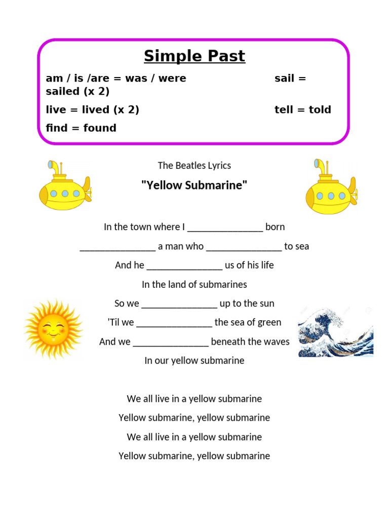 ESLYellow Sub Song 1 Simple Past | PDF | Shipping | Water Transport