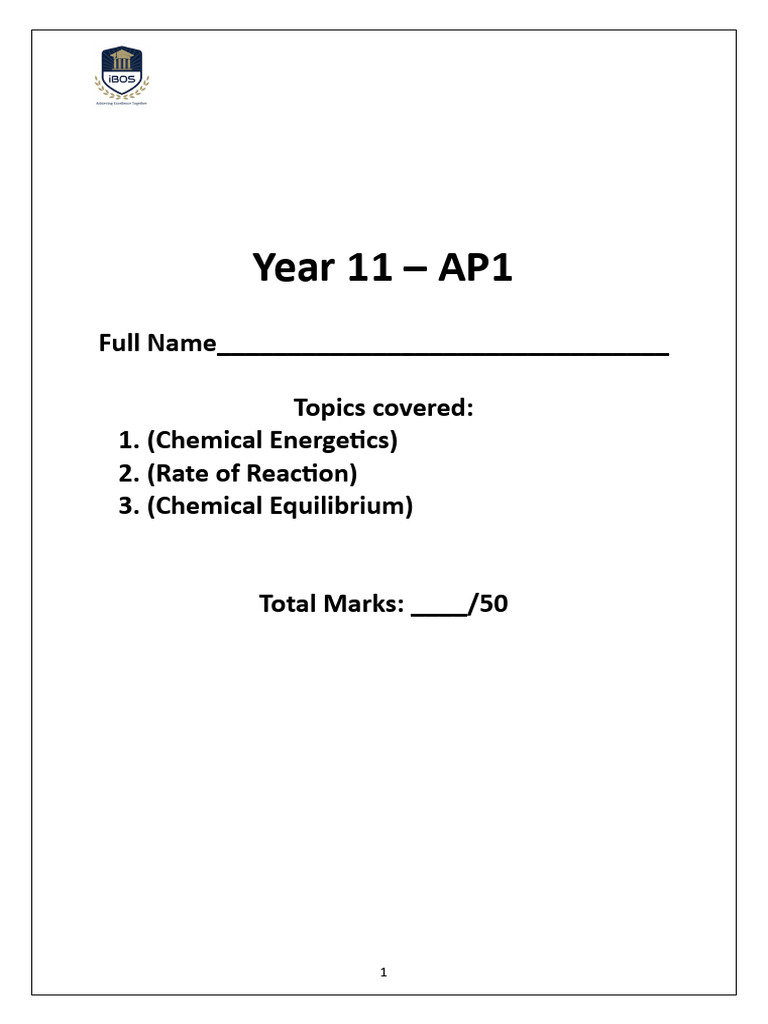 Year 11 Chemistry AP1 Exam Guide | PDF