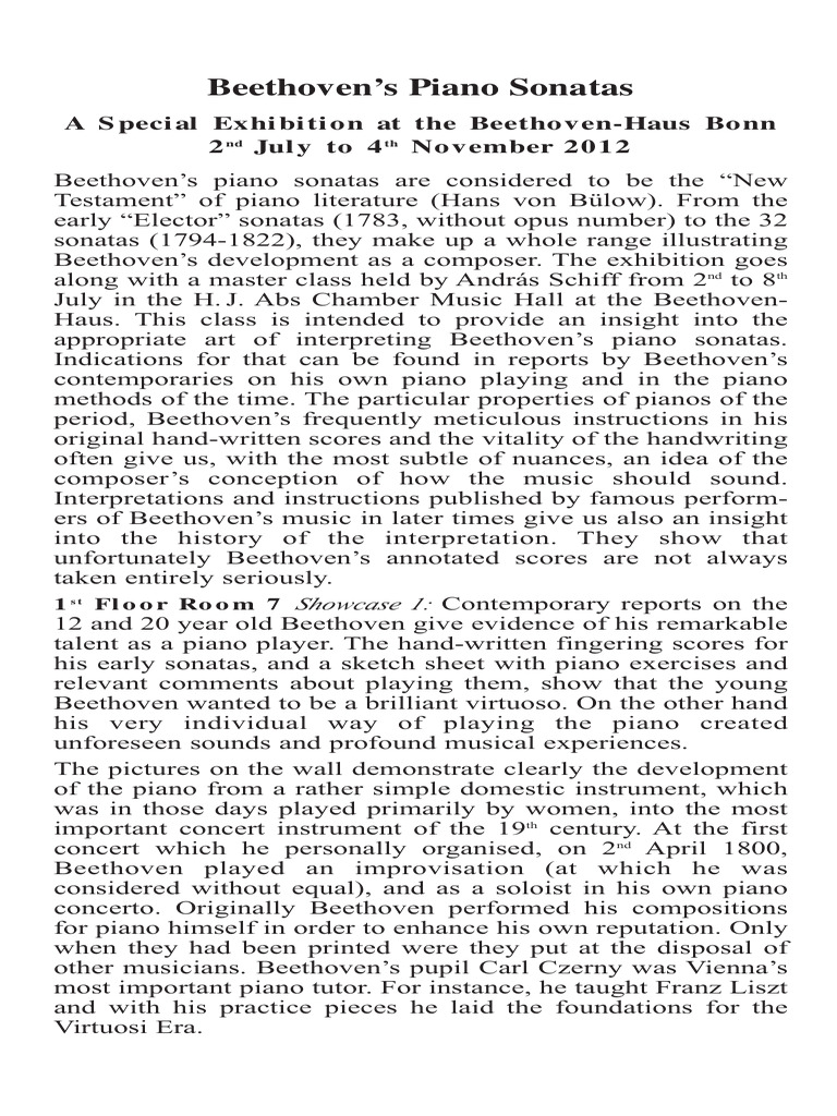 Beethovens Klaviersonaten Brief Guide | PDF | Piano | Ludwig Van Beethoven