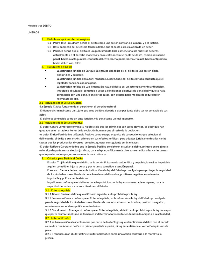 Definiciones y Teorías del Delito | PDF | Intención (Derecho Penal ...