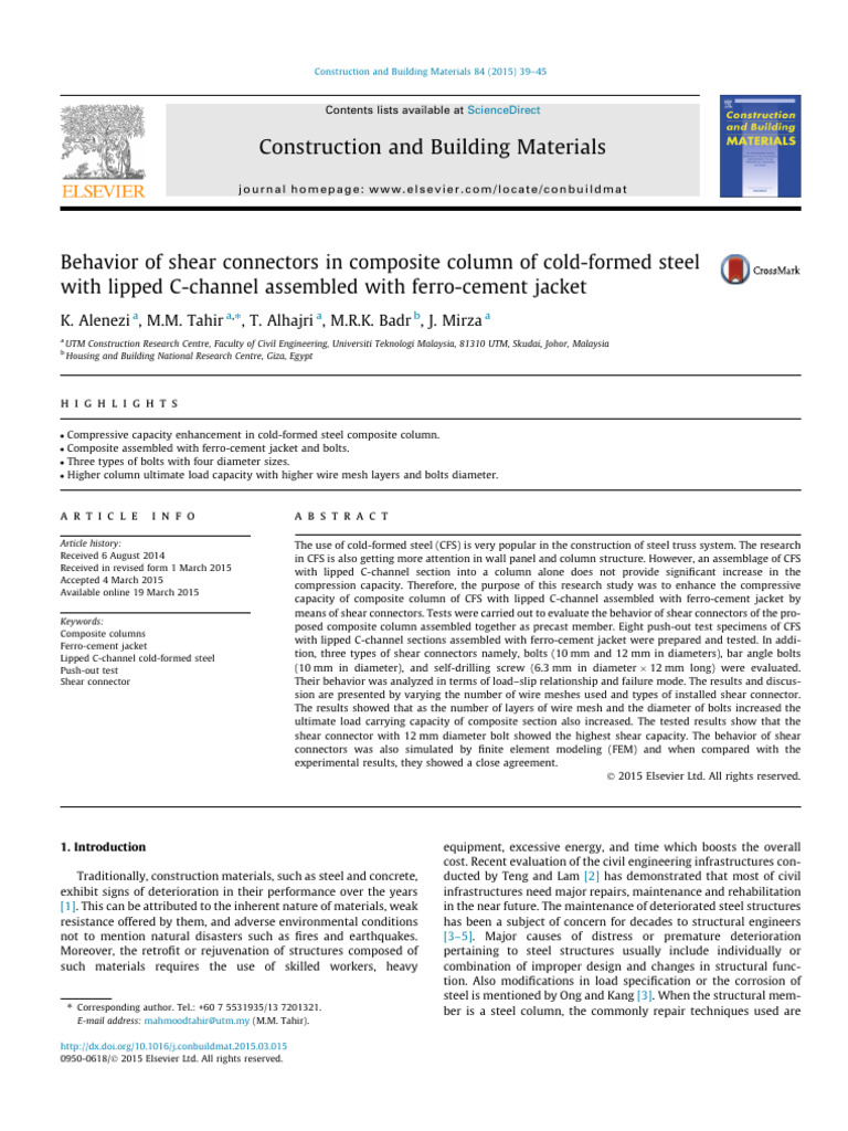 Composite Column Shear Connectors | PDF | Strength Of Materials | Concrete
