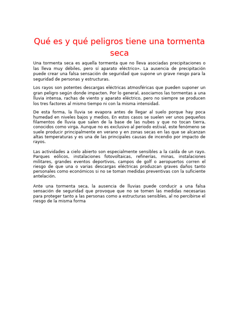 Qué Es y Qué Peligros Tiene Una Tormenta Seca | PDF