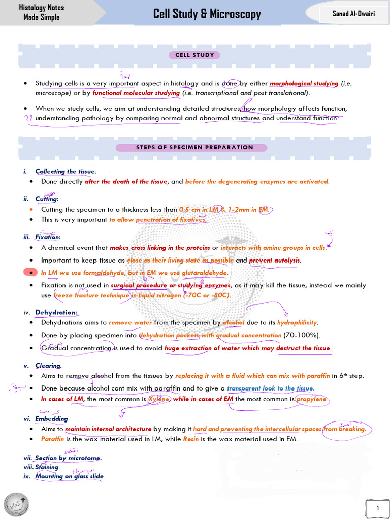Histology Cell Study & Microscopy Guide | PDF | Electron Microscope ...