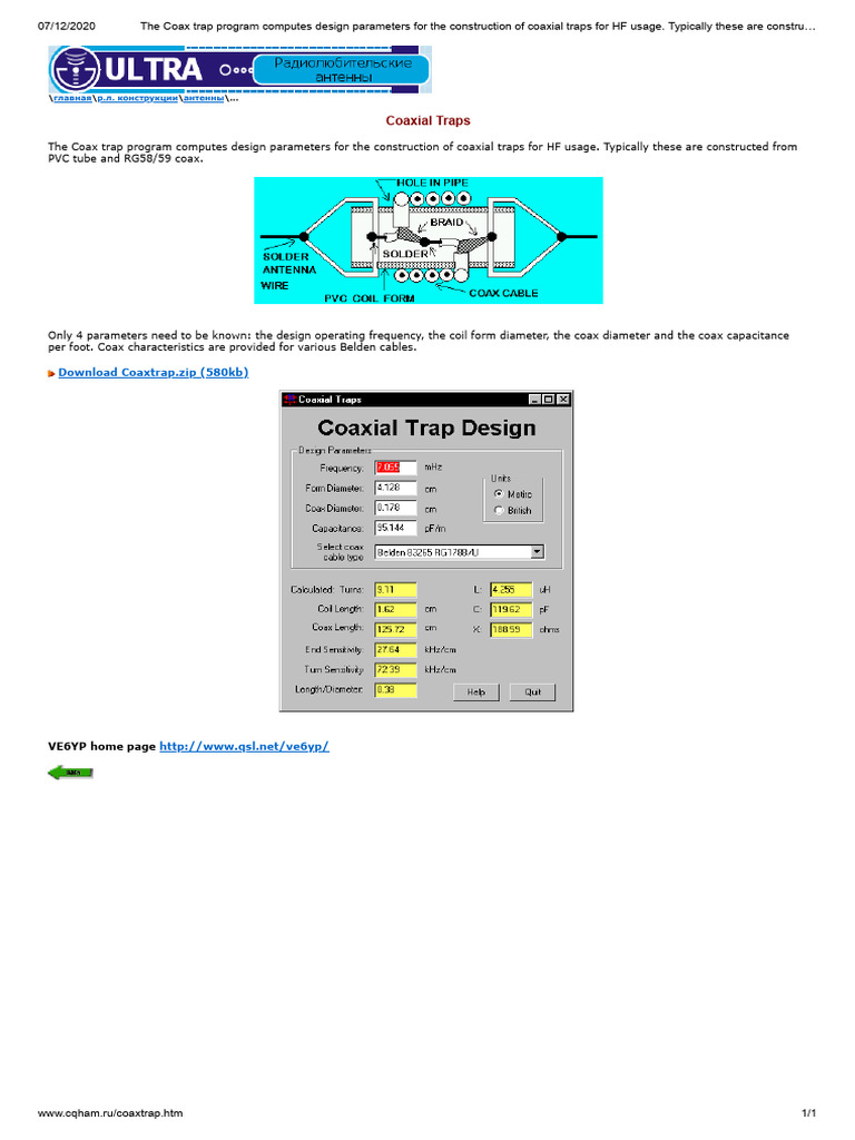 Coaxial Trap Design Program Guide | PDF