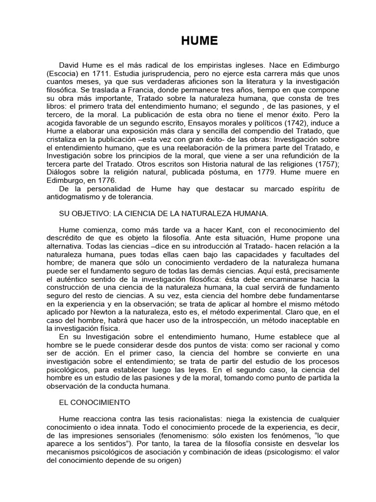 David Hume: Empirismo y Naturaleza Humana | PDF | David Hume | Causalidad