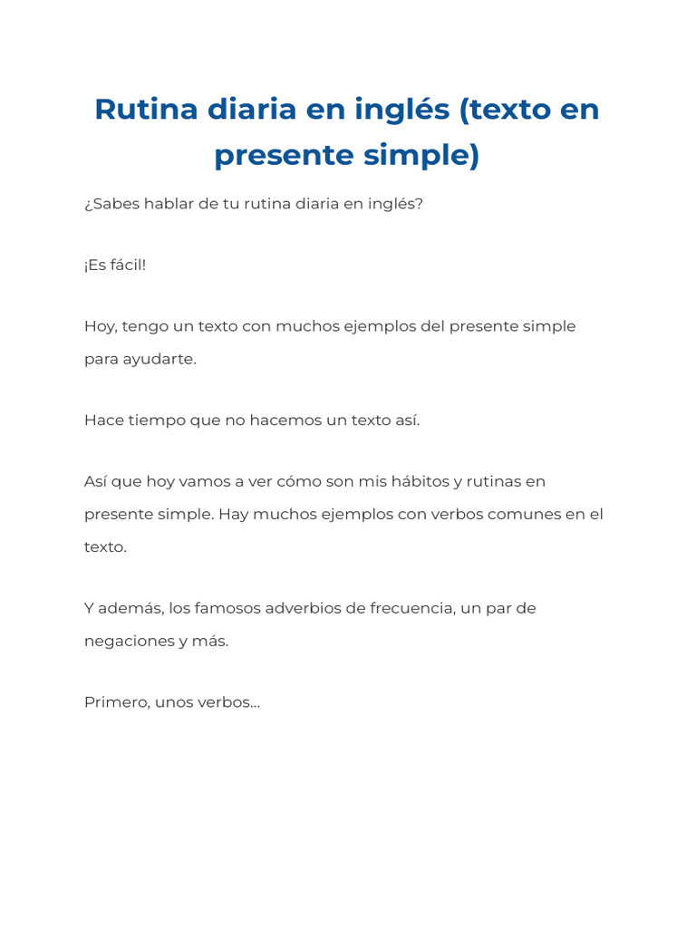 Ejemplos de rutina diaria en inglés | PDF | Lingüística