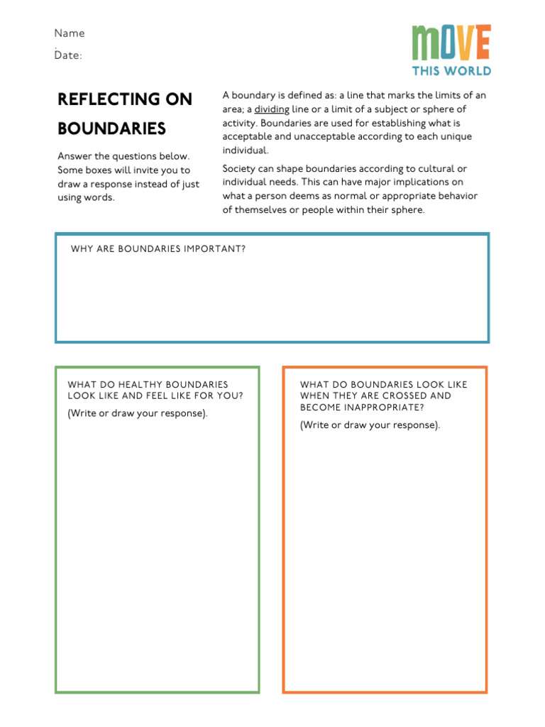 Personal Boundaries Reflection Worksheet | PDF