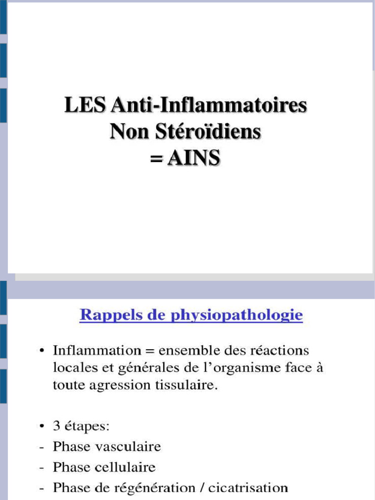 Rappel sur les AINS et l'inflammation | PDF | Prostaglandine | Anti ...