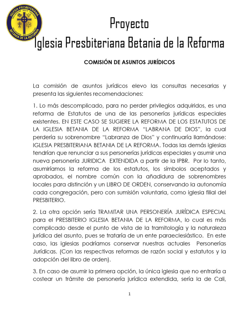 Conclusiones de La Comisión de Asuntos Jurídicos Proyecto Ipbr | PDF ...