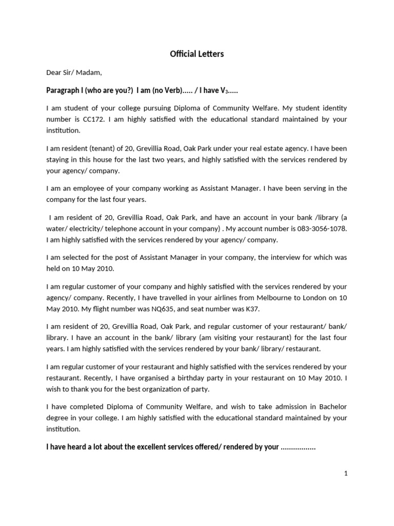 Sample Official Letters Template | PDF