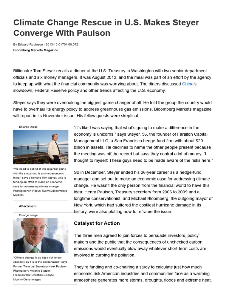 75.climate Change Rescue in U.S. Makes Steyer Converge | PDF | Climate ...