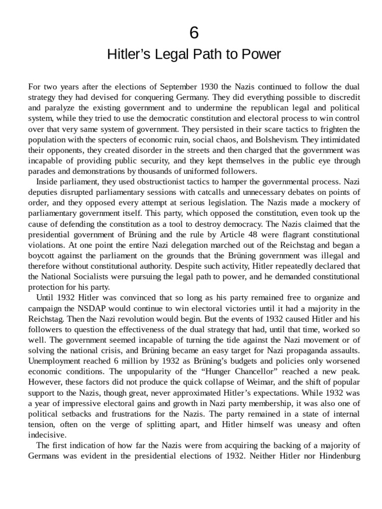 A concise history of nazi germany chapter 6 hitler s legal path
